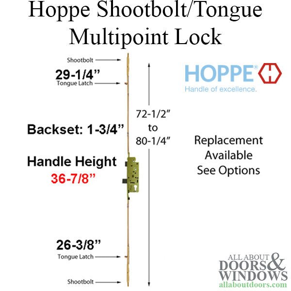 Hoppe Shootbolt/Tongue Multipoint Lock – 45mm Backset, 92mm PZ (Discontinued)