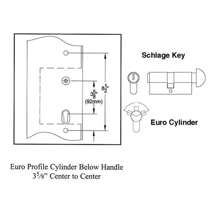 Emtek Double Door Handleset – 92mm PZ, PVD Polished Brass, Left Active/Right Dummy