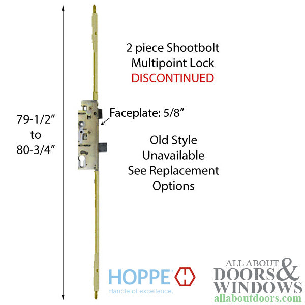 Hoppe Shootbolt Multipoint Lock – 45mm Backset, 92mm PZ, 35" Handle Height (Discontinued)