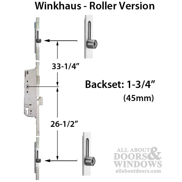 Winkhaus Multipoint Lock for Weathershield Doors – 45mm Backset, 92mm PZ, 36" Handle Height