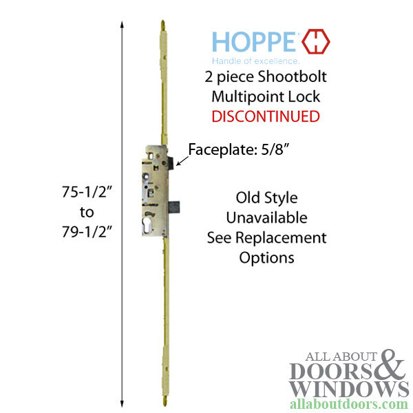 Hoppe 2-Piece Shootbolt Multipoint Lock – 45mm Backset, 92mm PZ (Discontinued)