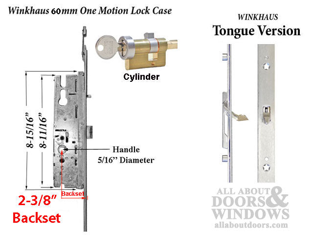Winkhaus One Motion Multipoint Lock – 60mm Backset, 92mm PZ, 36" Handle Height