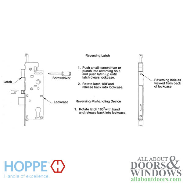 Hoppe Single Point Mortise Lock – 70mm Backset, 92mm PZ, 1" Deadbolt