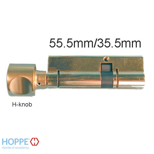 Hoppe Euro Profile Cylinder with Round H-Knob – 55.5/35.5mm, Polished Brass
