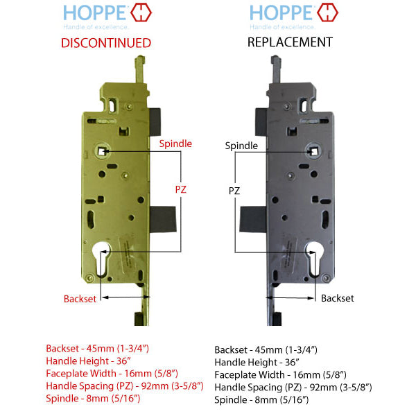 Hoppe Tongue Version Multipoint Lock – 45mm Backset, 92mm PZ (Discontinued)