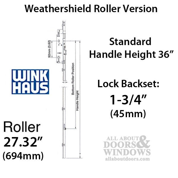 Hoppe HLS9000 Weathershield Replacement Multipoint Lock Kit – 16mm Faceplate, 36" Handle Height