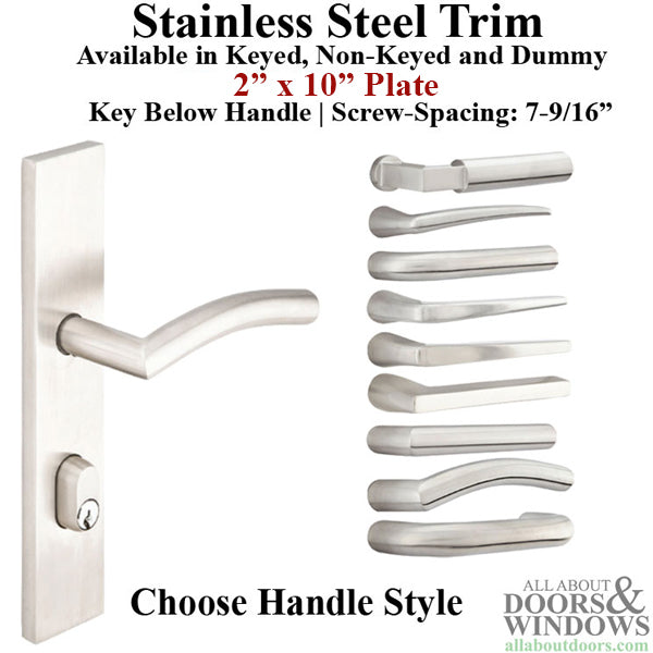 Multipoint Lock Handleset Trim – 92mm PZ, Stainless Steel