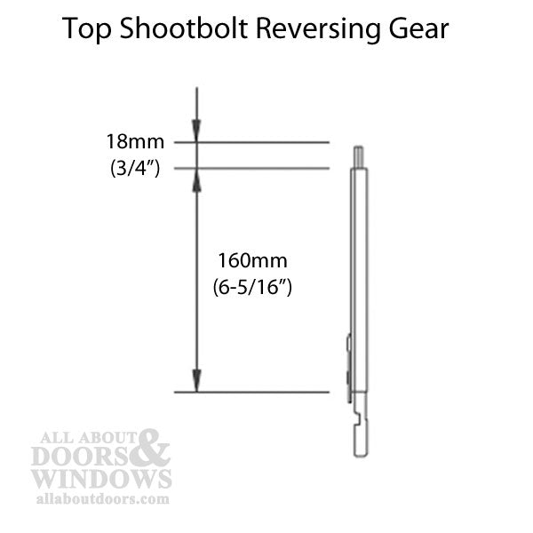 G-U Top Shootbolt Reversing Gear for Active Doors – 6-5/16" Length