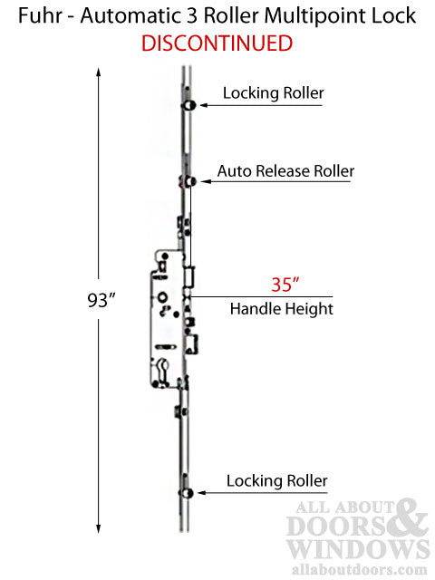 Fuhr Automatic 3 Roller Multipoint Lock – 35mm Backset, 93" Length (Discontinued)