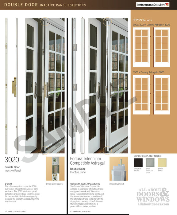 Trilennium 3020 Inactive Panel Multi-Point Shootbolt Lock – 6' 8" Door, Bronze