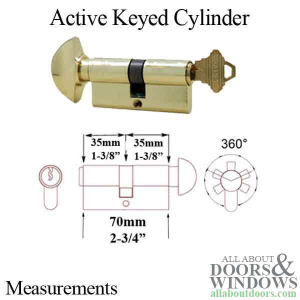 35/35 Active Keyed 360° Profile Cylinder – 70mm, Satin Chrome