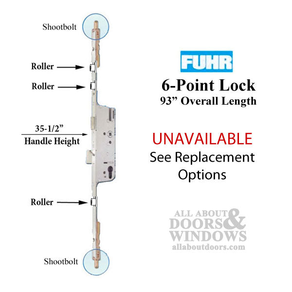 Fuhr 6-Point Multipoint Lock Case for 8' Hinged Patio Doors – 35mm Backset, 92mm PZ