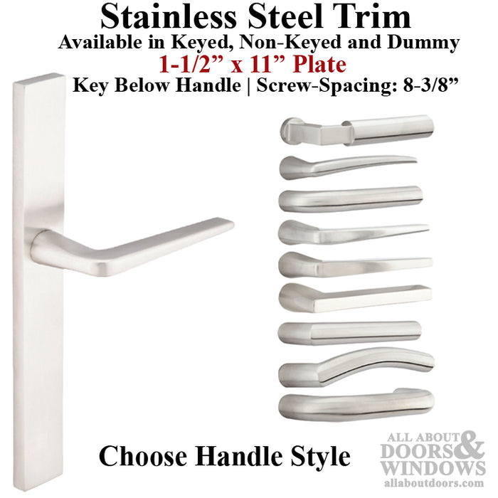 Multipoint Lock Handleset Trim – 92mm PZ, Stainless Steel
