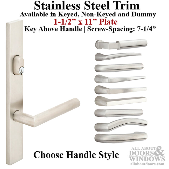 Multipoint Lock Handleset Trim – 92mm PZ, Stainless Steel