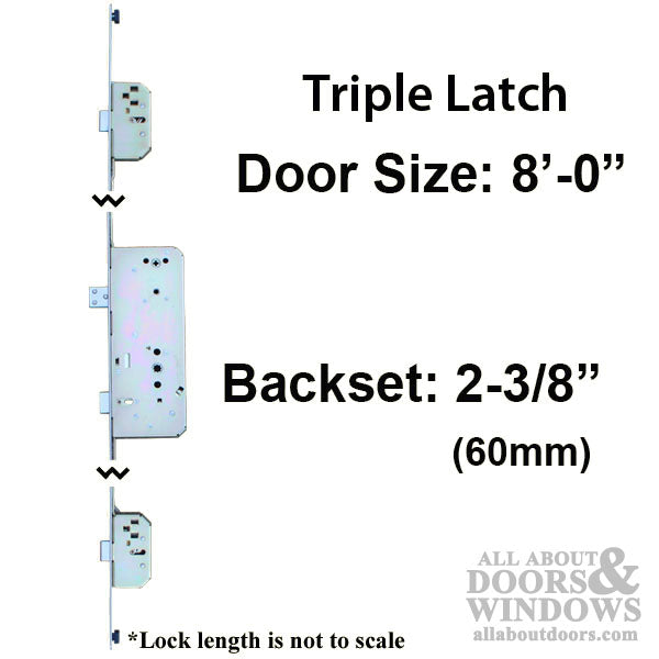 Sentry XL Triple Latch Multipoint Lock with Deadbolt for 8' Doors – 60mm Backset