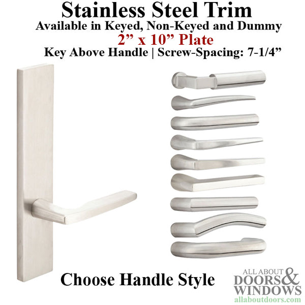Multipoint Lock Handleset Trim – Modern Square Escutcheon, 92mm PZ, Stainless Steel