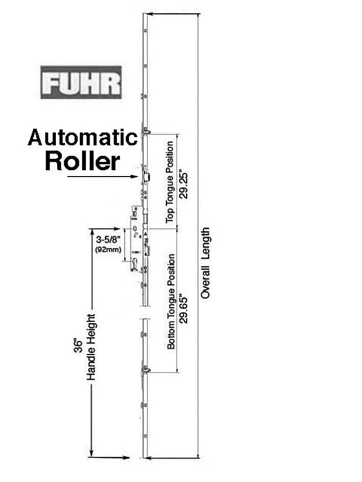 Fuhr 3-Point Automatic Multipoint Lock – 35mm Backset, 92mm PZ, 36" Handle Height