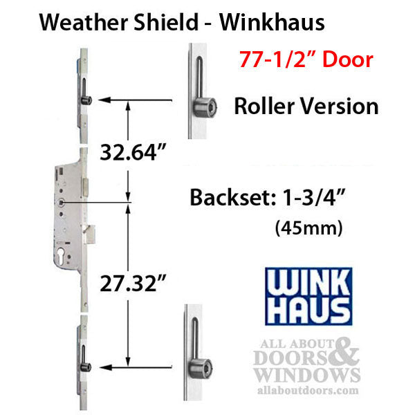 Winkhaus Multipoint Lock for Weathershield Doors – 45mm Backset, 92mm PZ, 36" Handle Height