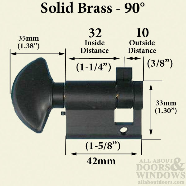 Hoppe 90° Inactive Euro Profile Cylinder – Non-Keyed, 2-1/2" Overall Length