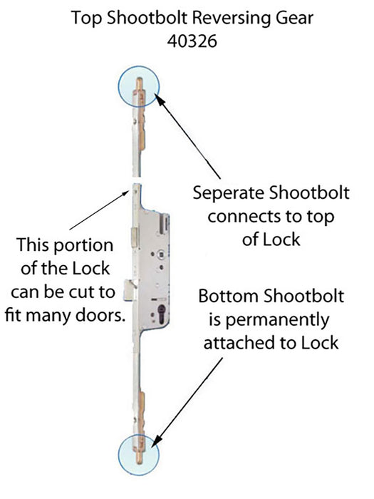 G-U Top Shootbolt Reversing Gear for Active Doors – 6-5/16" Length