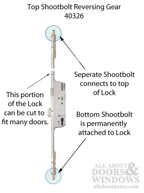 G-U Top Shootbolt Reversing Gear for Active Doors – 6-5/16" Length