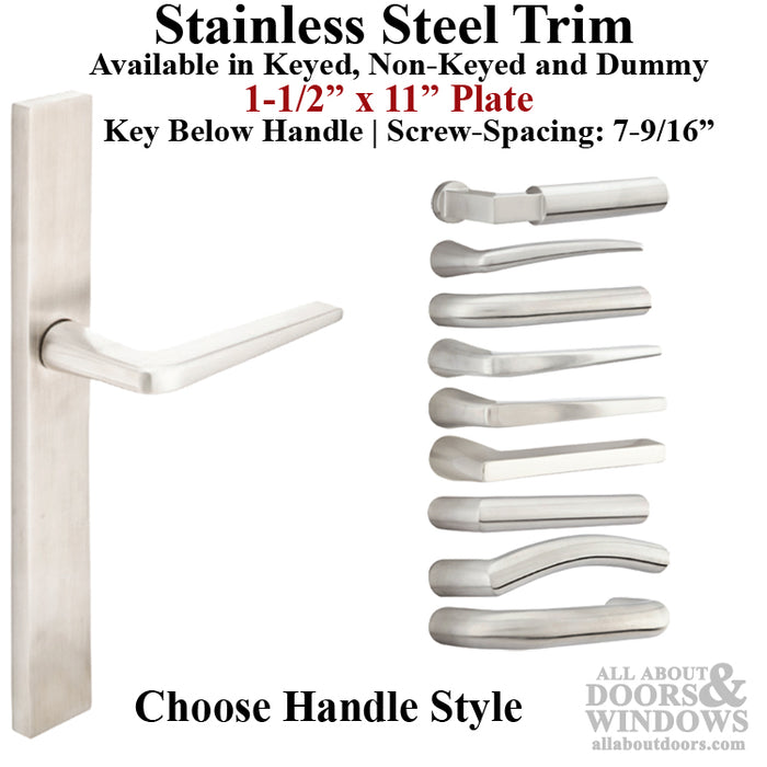 Multipoint Lock Handleset Trim – 92mm PZ, Stainless Steel