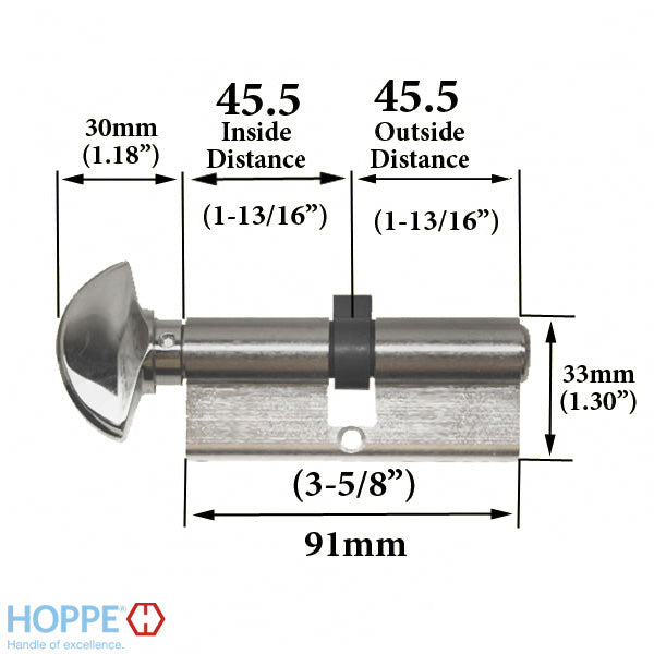 Hoppe 90° Keyed Profile Cylinder with Crescent Knob – Rustic Umber