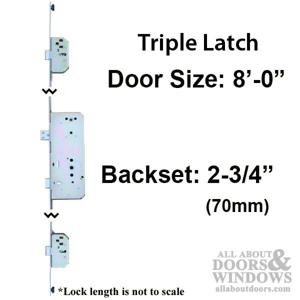 Sentry RS Triple Latch Multipoint Lock for 8' Doors – 70mm Backset