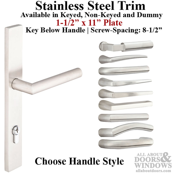 Multipoint Lock Handleset Trim – 92mm PZ, Stainless Steel