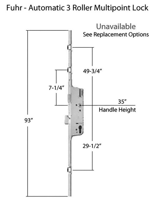 Fuhr Automatic 3 Roller Multipoint Lock – 35mm Backset, 93" Length (Discontinued)