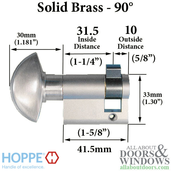 Hoppe 90-Degree Profile Cylinder with Crescent Knob – Non-Keyed