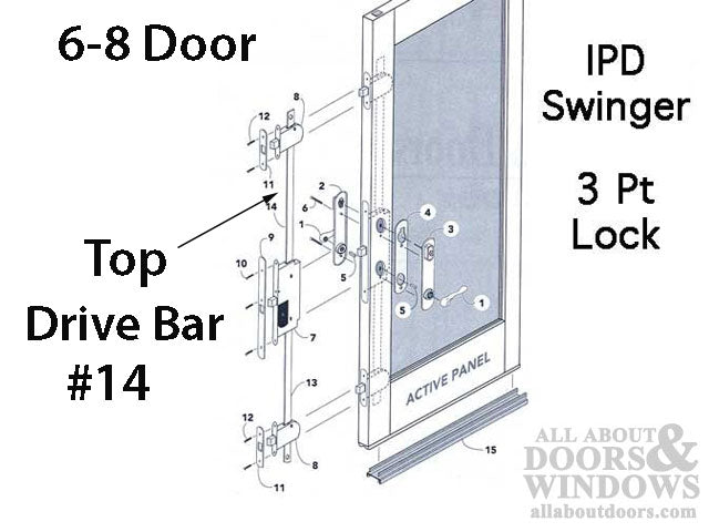 Peachtree Top Auxiliary Locking Drive Bar for 6' 8" IPD Doors – 33-3/16" Length