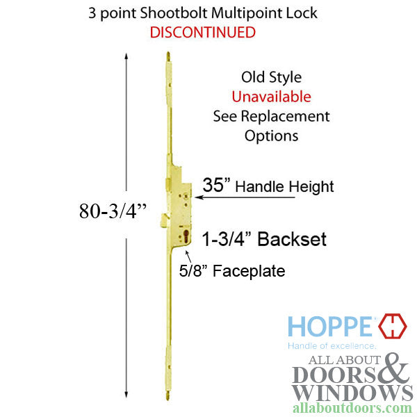 Hoppe 2-Piece Shootbolt Multipoint Lock – 45mm Backset, 92mm PZ (Discontinued)