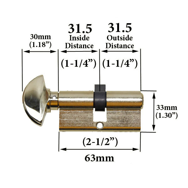 Hoppe 90° Profile Cylinder with Crescent Knob – 31.5/31.5mm, Schlage Keyway