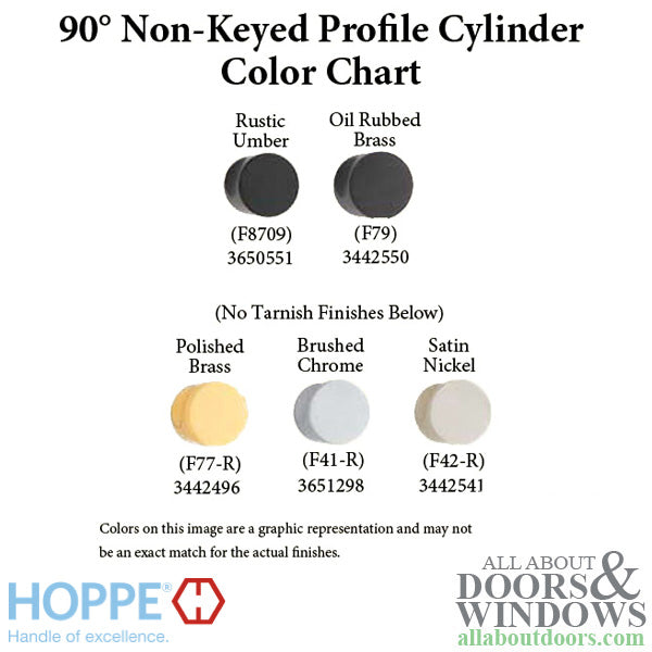 Hoppe Non-Keyed Profile Cylinder with Crescent Knob – 90°, 2-13/16" Overall