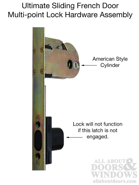 Marvin Multipoint Lock Assembly for French Doors – 2-3/8" Backset, 3 Hooks (DISCONTINUED)