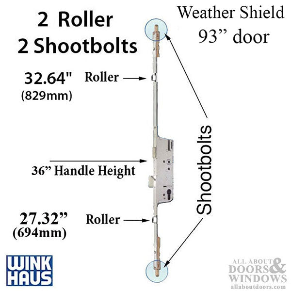 Winkhaus 5-Point Multipoint Lock with Rollers and Shootbolts – 45mm Backset, 92mm PZ
