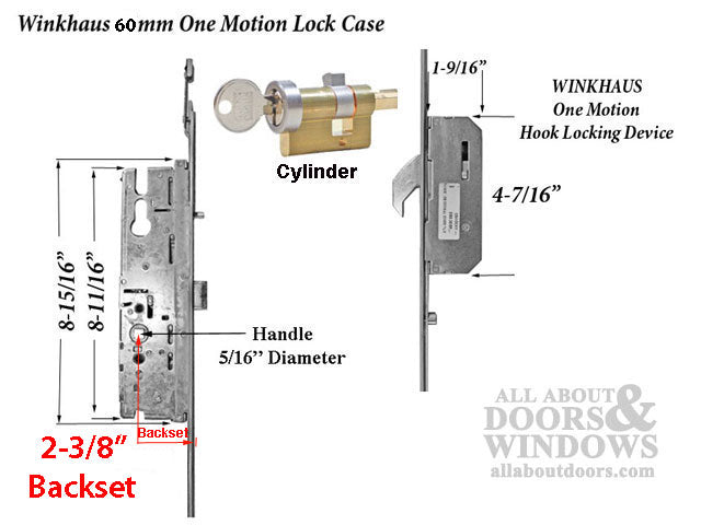 WinkHaus One Motion Lock (OML) – 60mm Backset, 92mm PZ, 81-1/2" Door