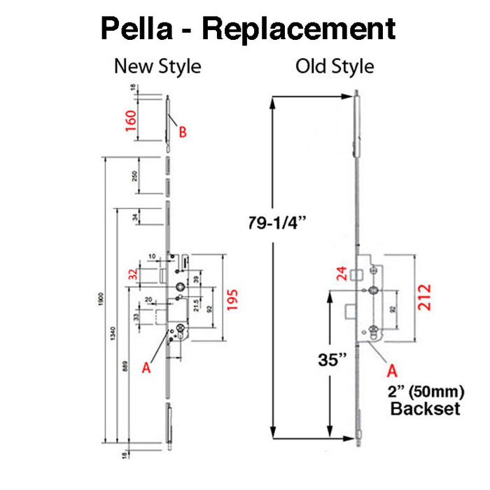G-U Shootbolt Kit for Pella Doors – 50mm Backset, 92mm PZ