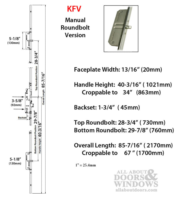 KFV Multipoint Lock – 45mm Backset, 92mm PZ, 20mm Faceplate