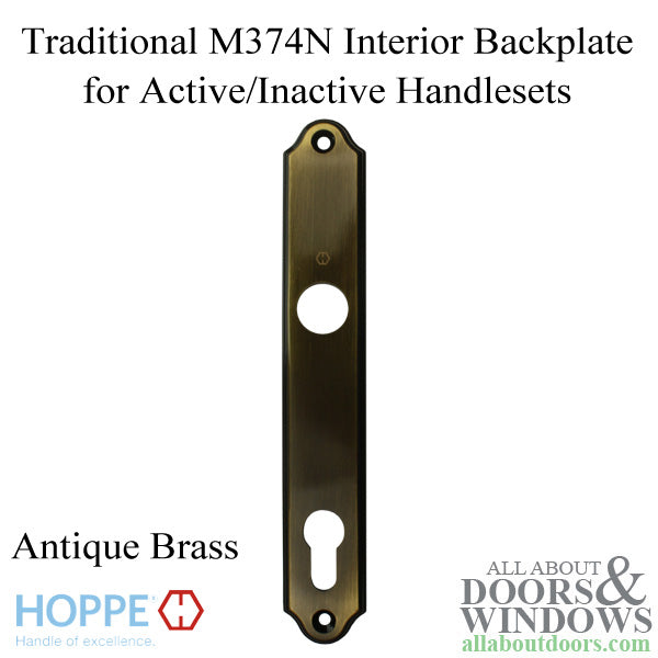 Hoppe Traditional Interior Backplate M374N – 92mm PZ, Antique Brass
