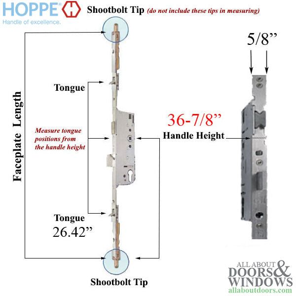 Hoppe HLS9000 5-Point Multipoint Lock for 93-1/4" Doors – 45mm Backset, 92mm PZ
