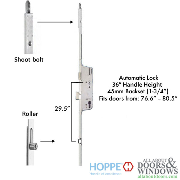 Hoppe Multipoint Lock Replacement Kit for Fuhr – 45mm Backset, 92mm PZ