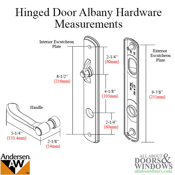 Andersen Albany Double Active Hinged Door Hardware Set – White