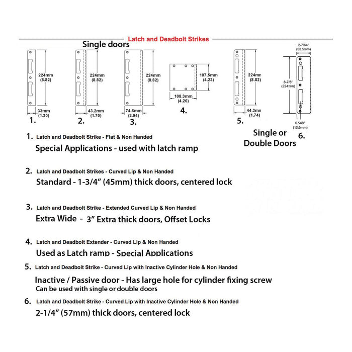 Hoppe Extended Latch and Deadbolt Strike – Curved Lip for 3" Doors