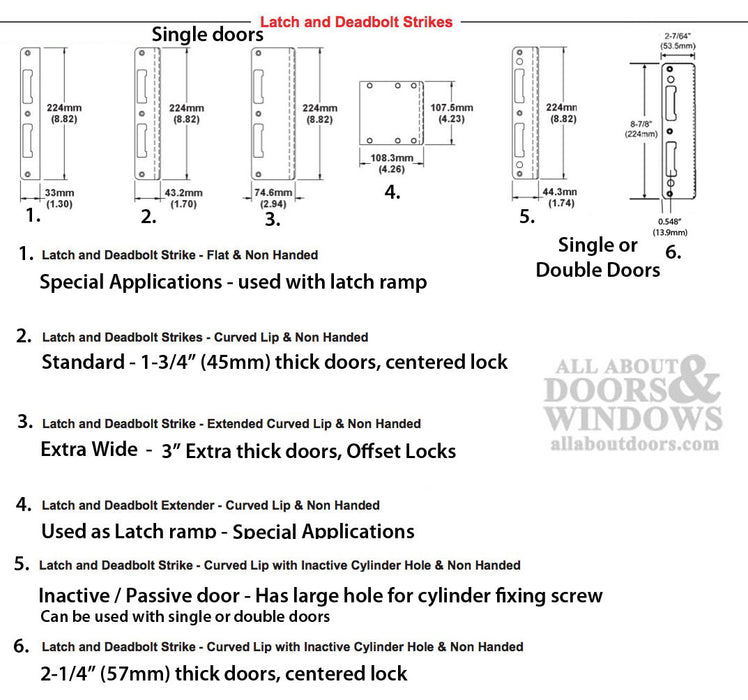Hoppe Extended Latch and Deadbolt Strike – Curved Lip for 3" Doors