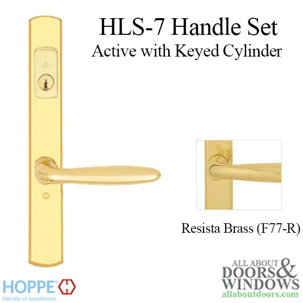 Hoppe Verona Keyed Active Handleset – Contemporary Square, Resista Polished Brass