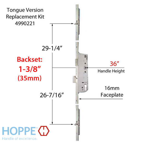Hoppe Multipoint Lock Replacement Kit – 35mm Backset, 92mm PZ