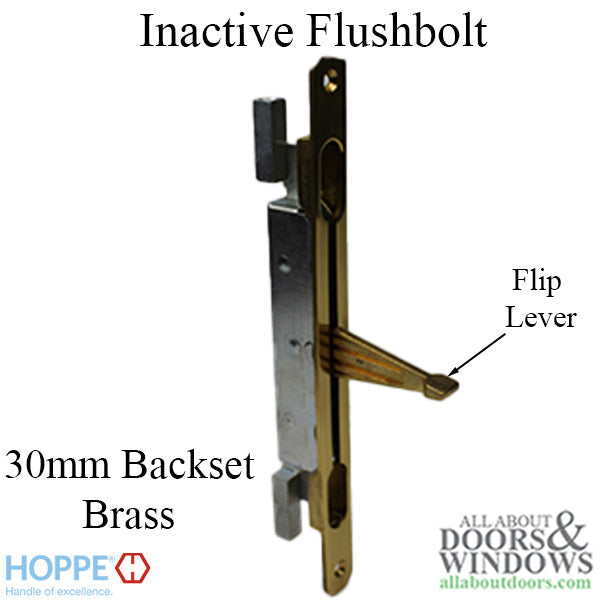 Hoppe Inactive Flushbolt for Double French Doors – 30mm Rod Backset, Polished Brass