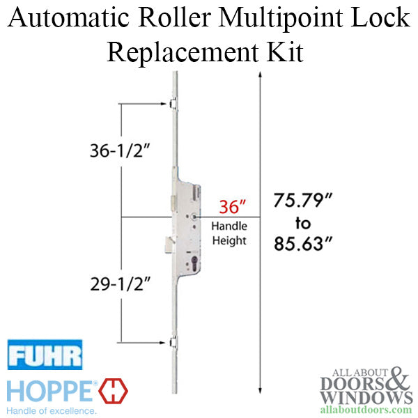 Hoppe Roller Multipoint Lock Replacement Kit – 45mm Backset, 92mm PZ